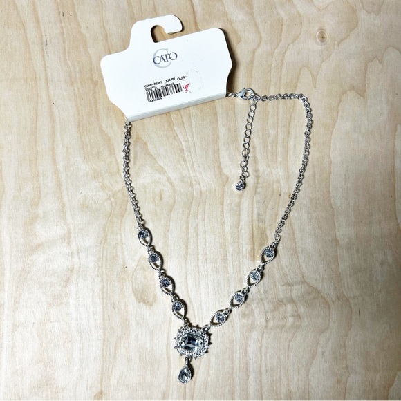 Cato Elegant Silver Necklace with Crystal Accents NWT - Picture 2 of 5
